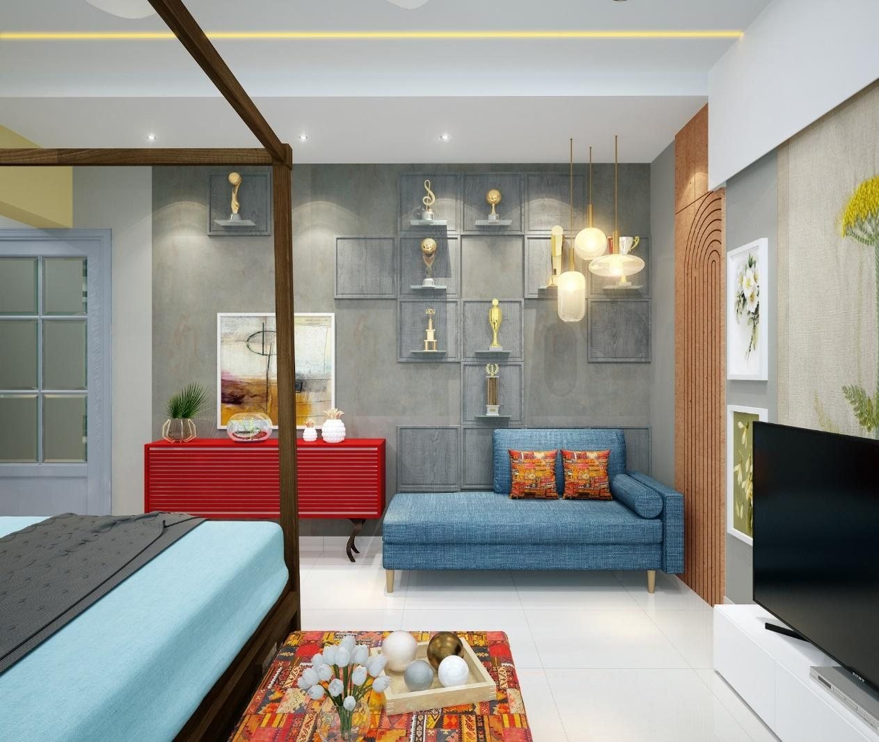 Master bedroom render detail, Aadesh Bandekar Residence