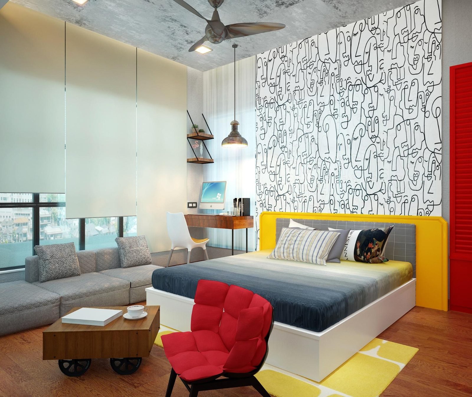 Son's bedroom render, Aadesh Bandekar Residence